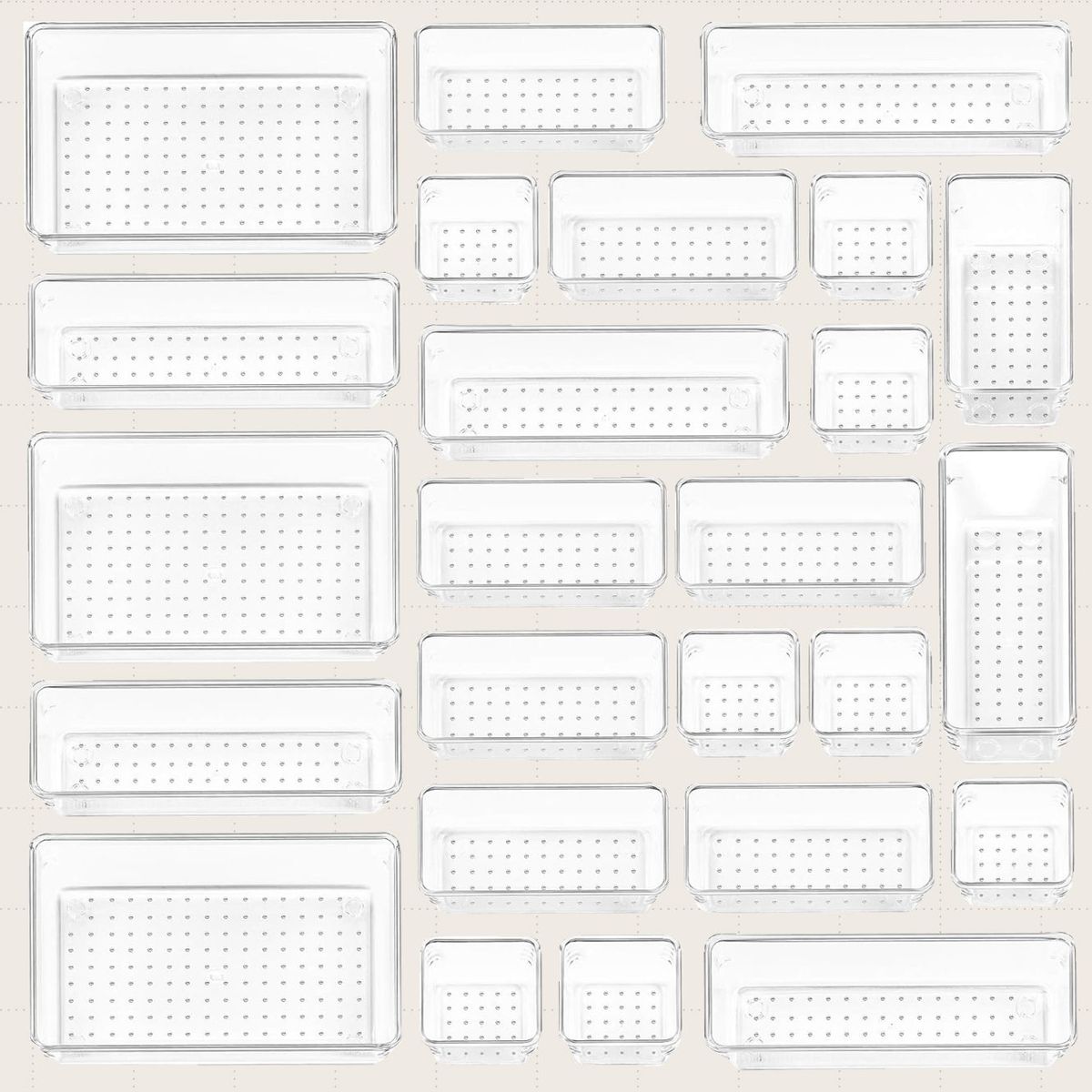 Vtopmart 25-Piece Clear Plastic Drawer Organizers Set
