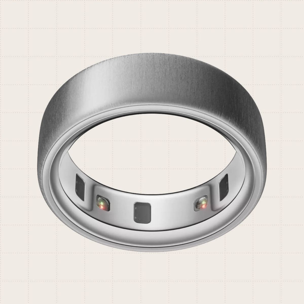The Oura Ring 4 shown in silver. The smart ring tracks over 30 biometrics and features app connectivity.